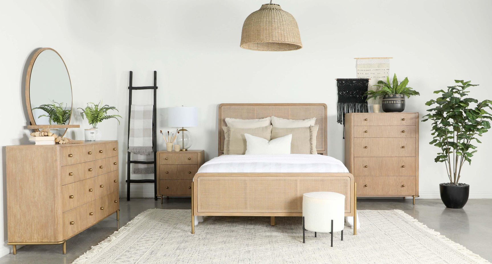 Arini Grey Yellow Panel Bedroom Set - Ella Furniture