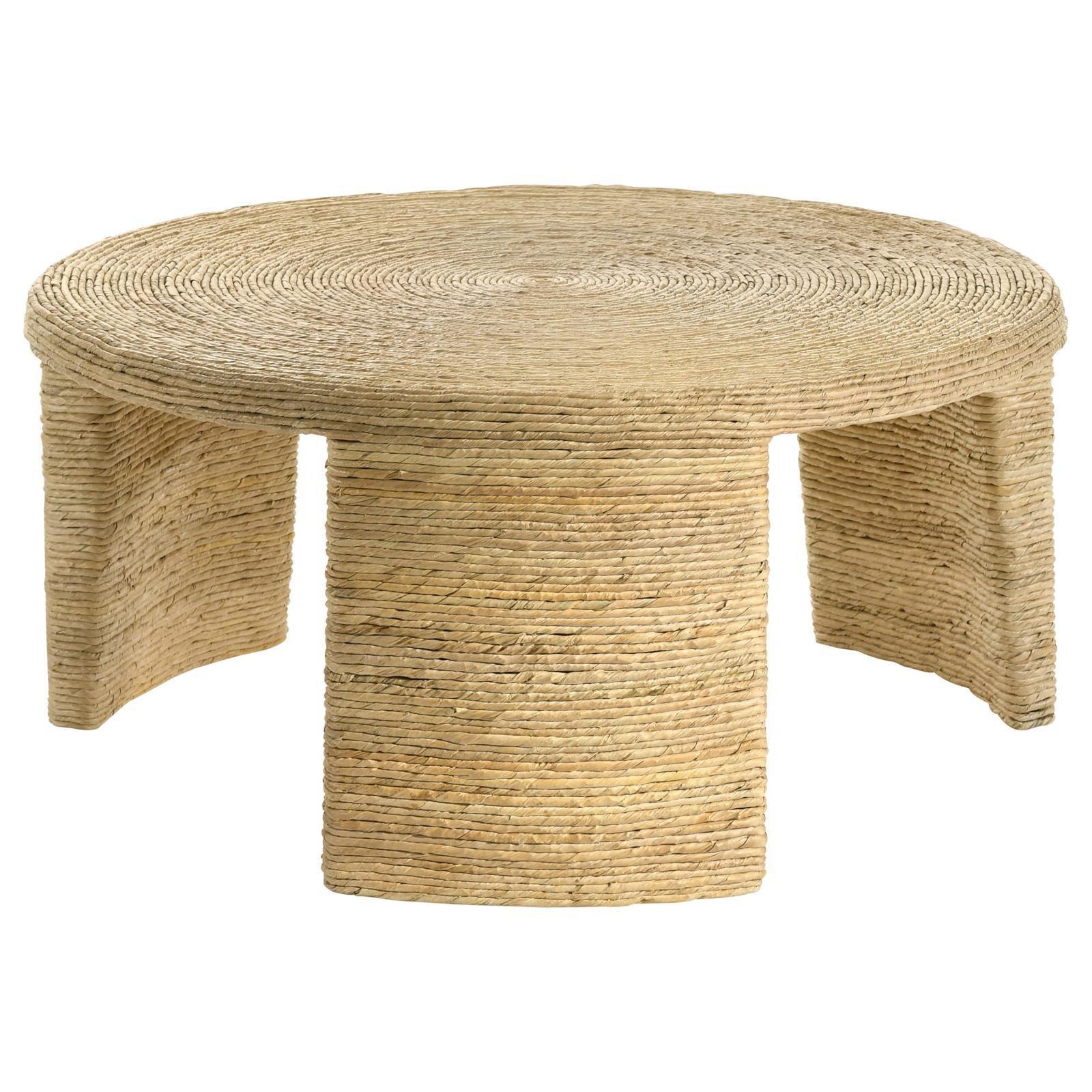 Artina Woven Rattan Round Coffee Table Natural Brown 708508 - Ella Furniture