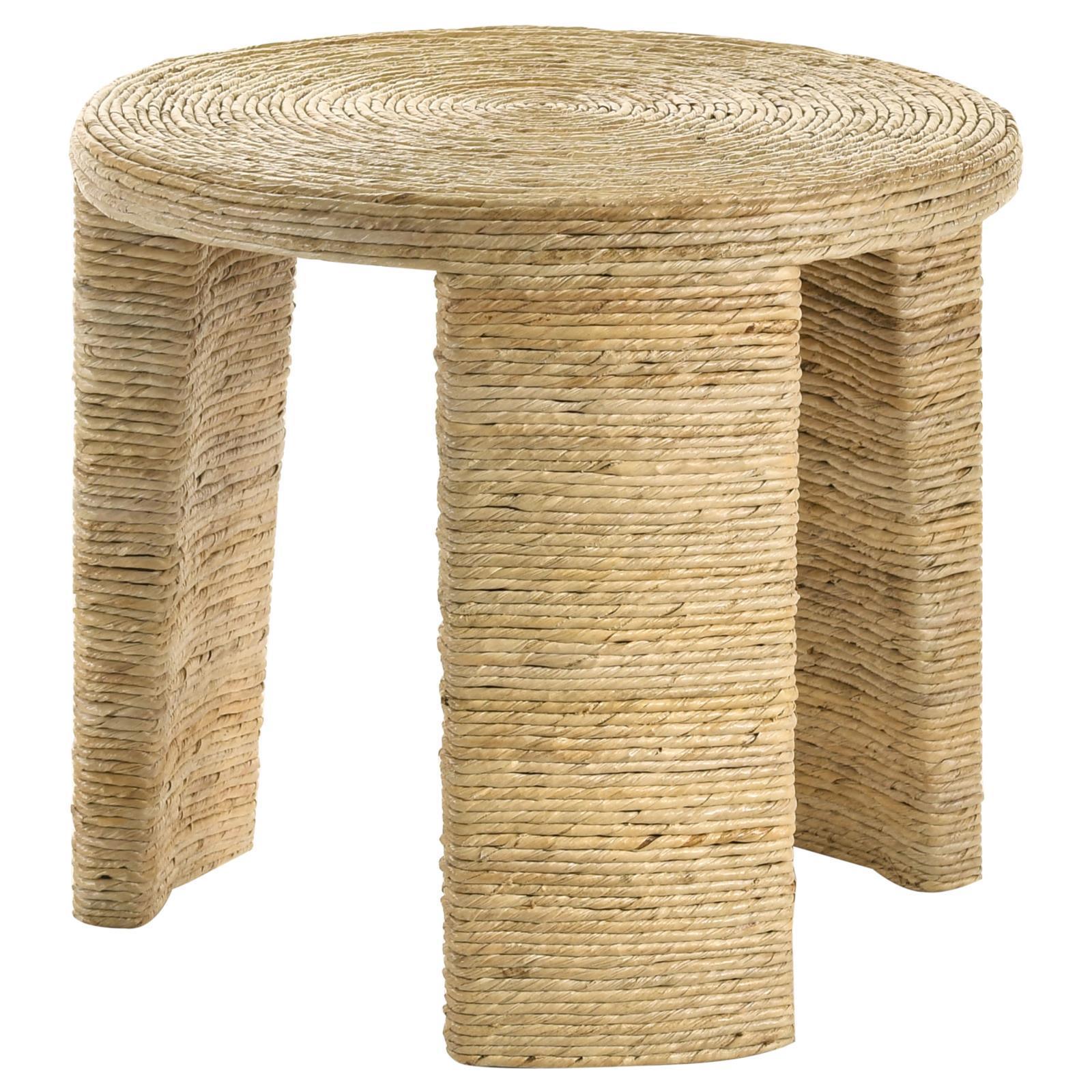 Artina Woven Rattan Round End Table Natural Brown 708507 - Ella Furniture
