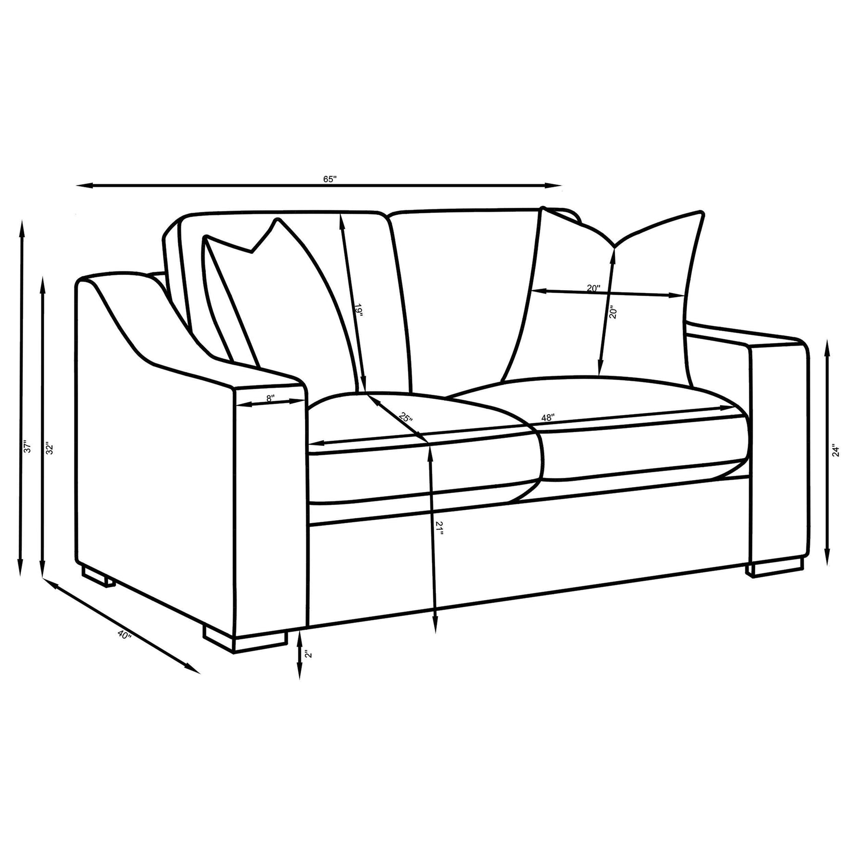 Ashlyn Ashlyn 2-piece Upholstered Sloped Arm Sofa Set White 509891-S2 - Ella Furniture