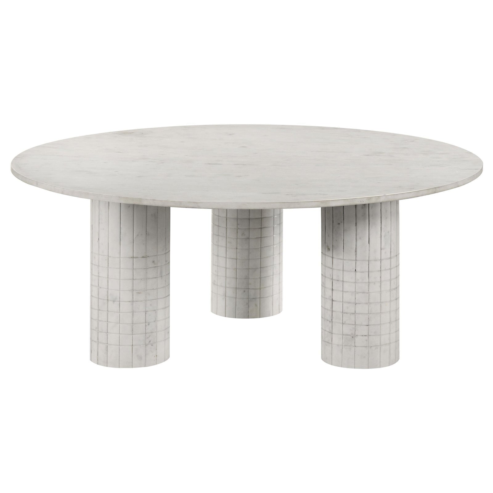 Astoria Round Genuine Marble Coffee Table White 709668 - Ella Furniture