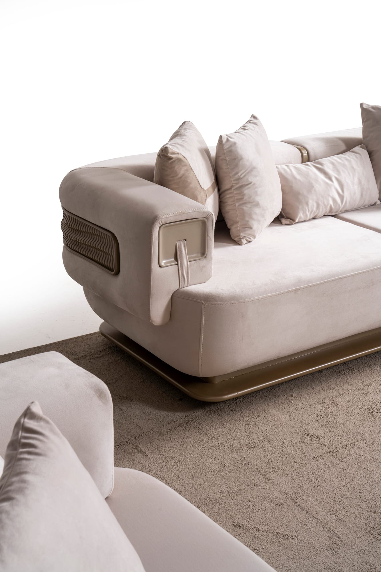 Athena Sofa, Loveseat, and Chair Set with Plush Cushions and Metallic Base view 15