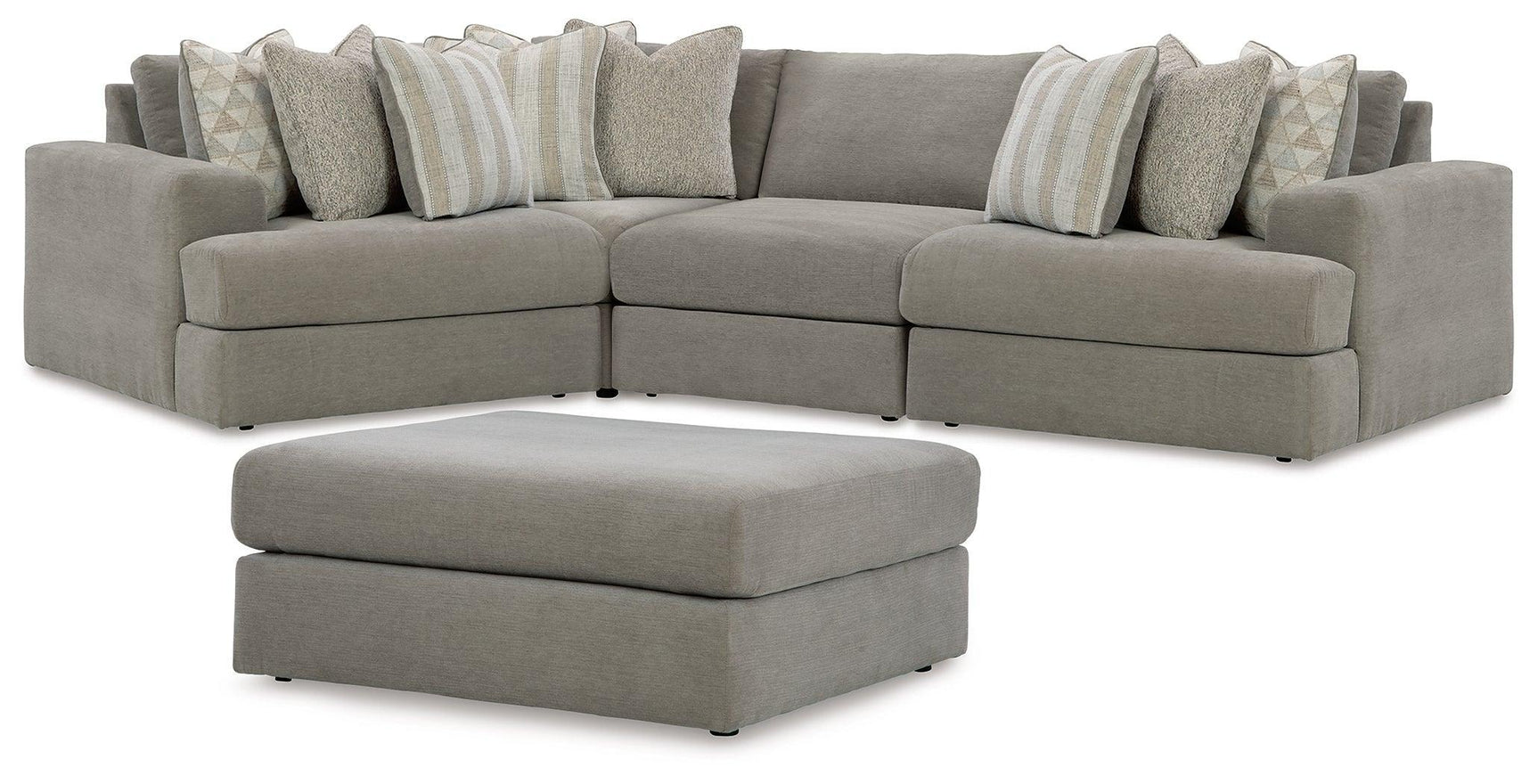 Avaliyah Ash 4-Piece Sectional With Ottoman - Ella Furniture