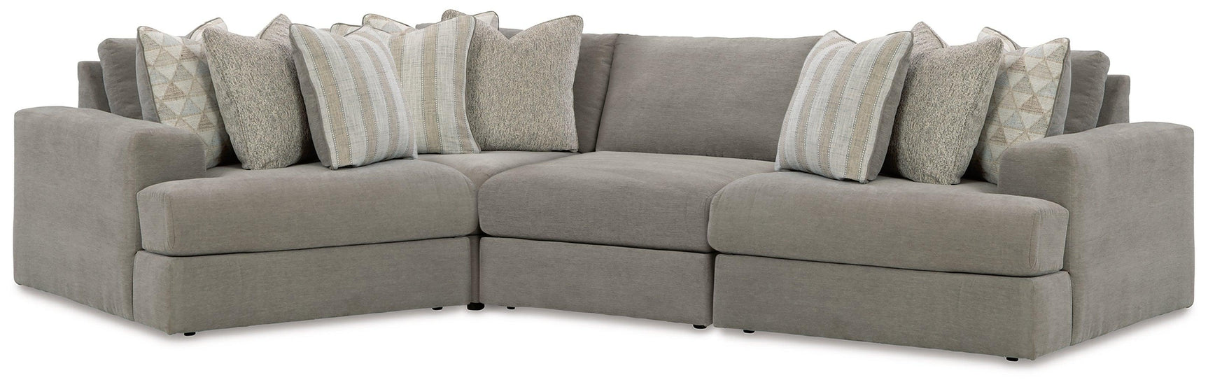Avaliyah Ash 4-Piece Sectional With Ottoman - Ella Furniture