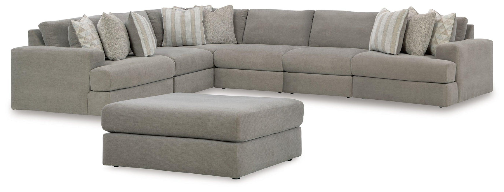 Avaliyah Ash 6-Piece Sectional With Ottoman - Ella Furniture