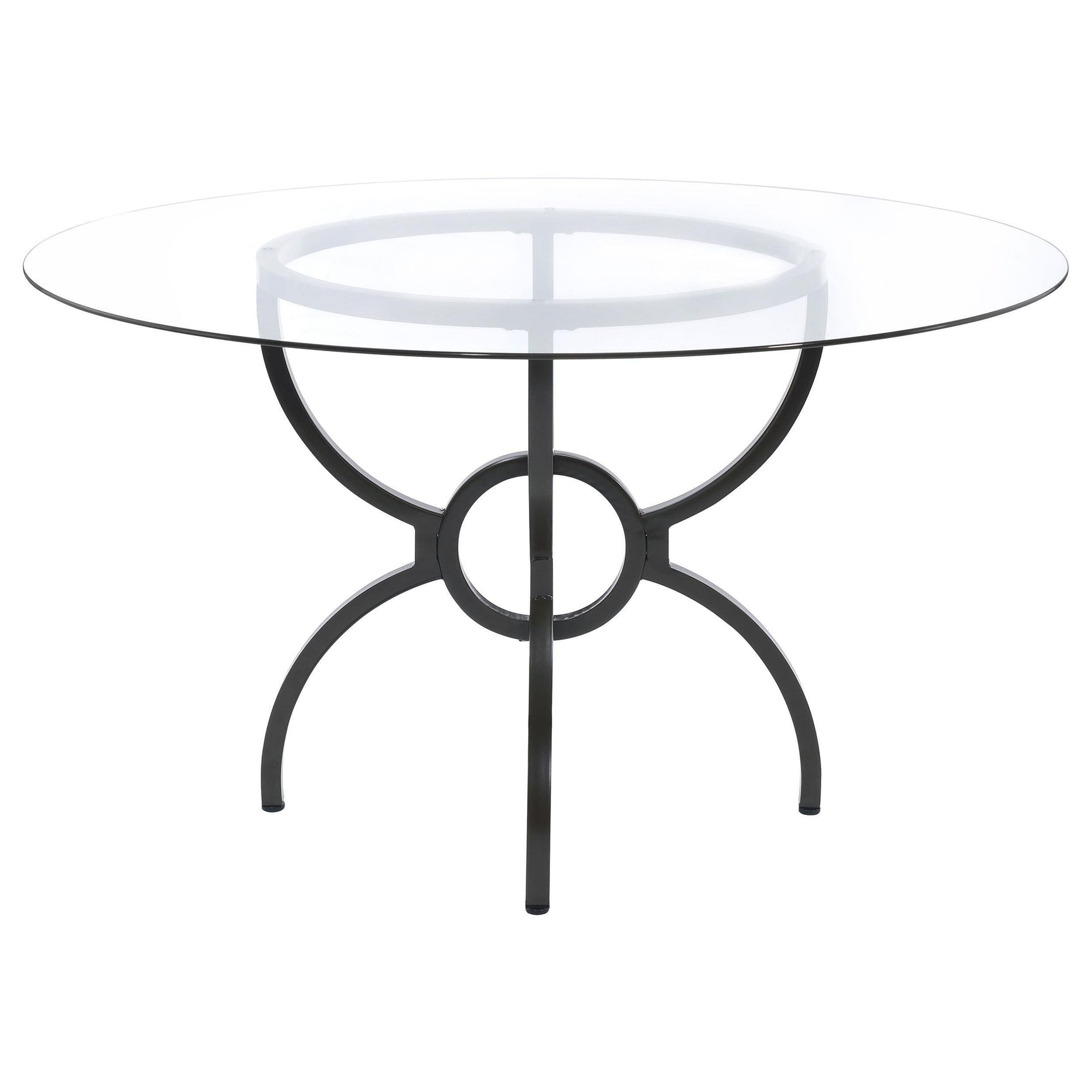 Aviano Aviano Round 48-inch Glass Top Metal Dining Table Gunmetal 108291BG - Ella Furniture