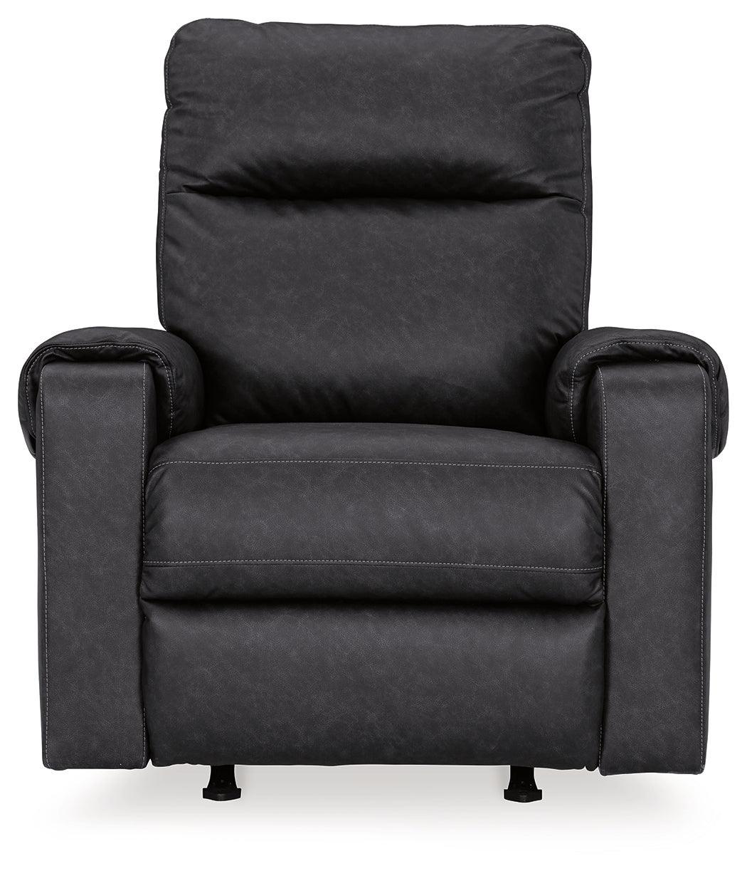 Axtellton Carbon Faux Leather Power Recliner - Ella Furniture