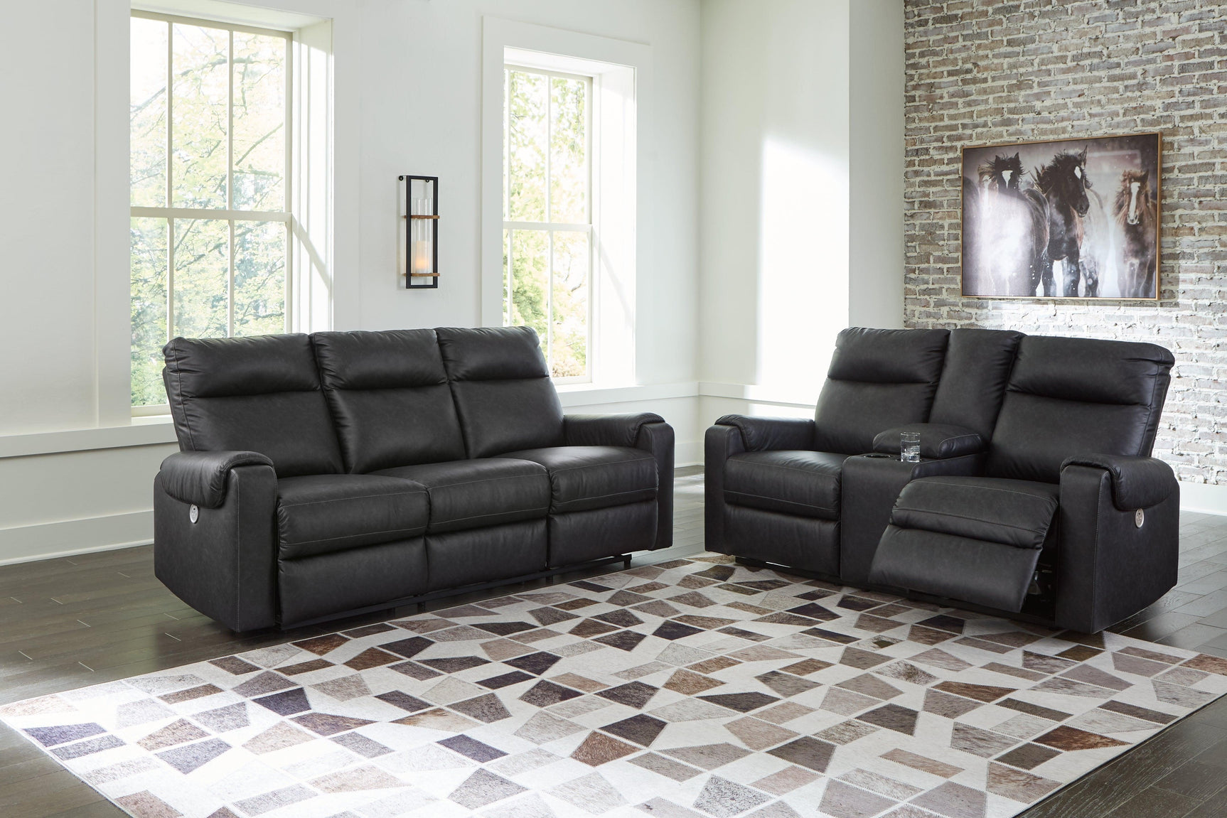 Axtellton Carbon Sofa, Loveseat and Recliner - Ella Furniture