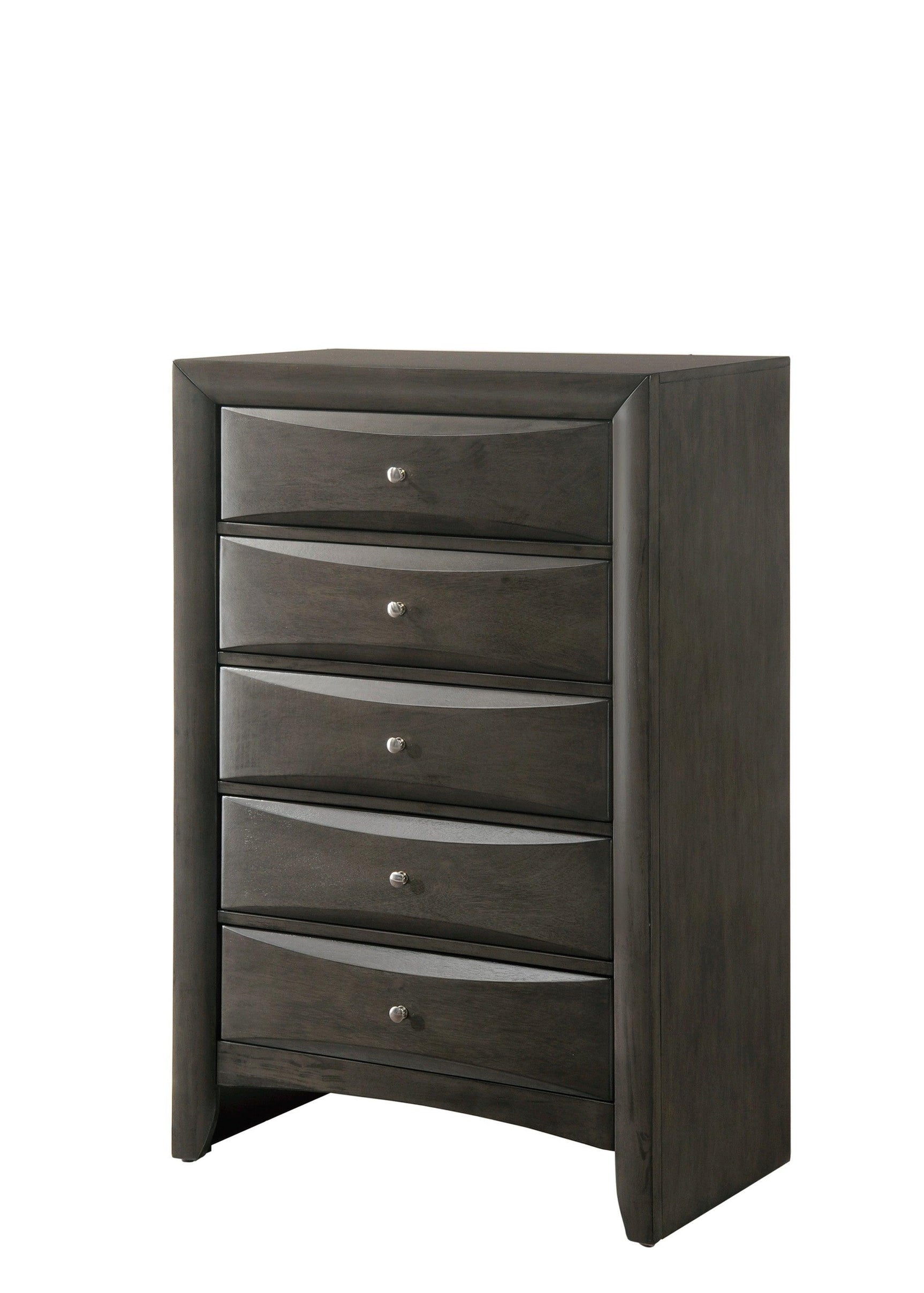 Emily Gray Oak Sleek Contemporary Modern Transitional Storage Platform Bedroom Set - Ella Furniture