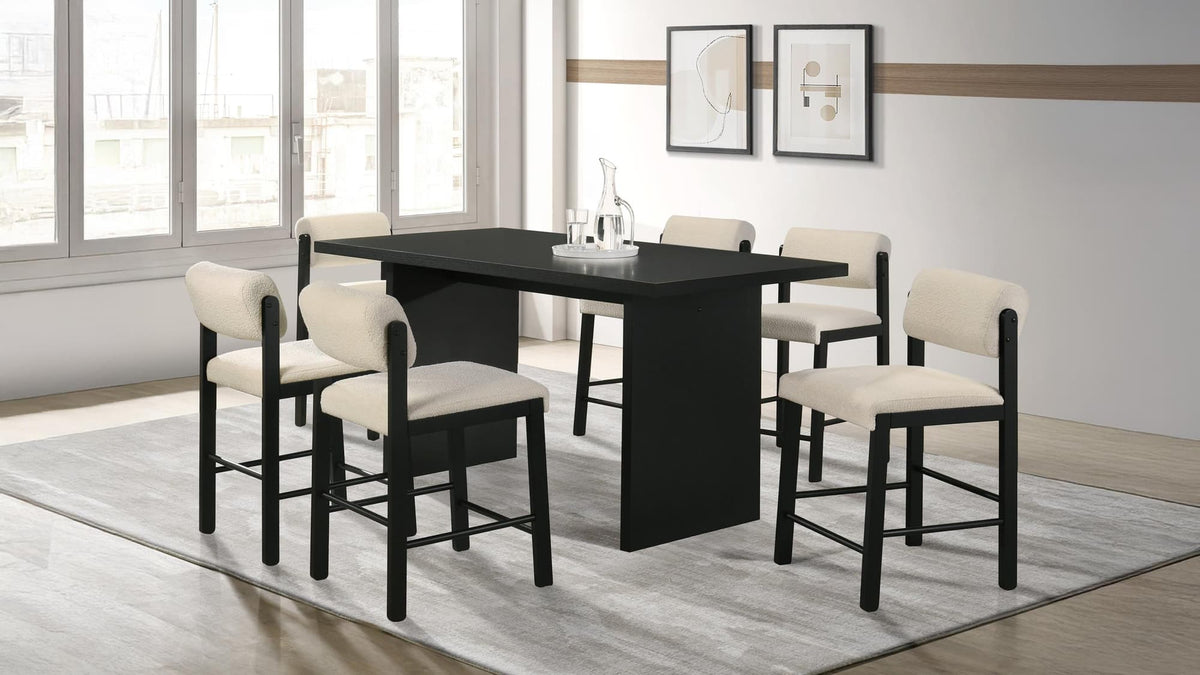 Decker 7-Piece 70-Inch Rectangular Counter Height Dining Set Cream and Black — product view