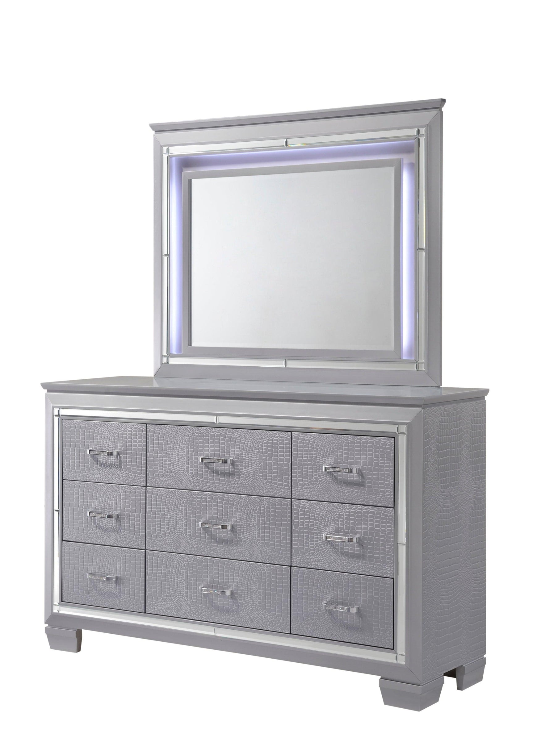 Lillian Dresser Silver, Contemporary Modern Wood, 9 Drawers - Ella Furniture