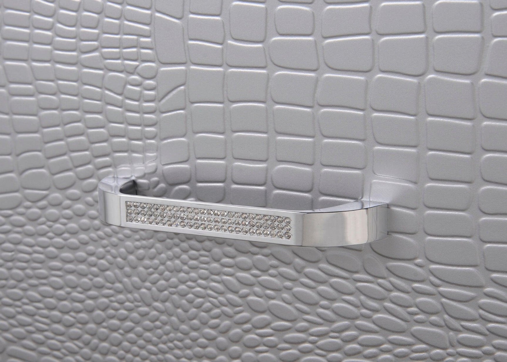 Lillian Silver Modern Sturdy Metal Queen LED Faux Leather Upholestered Tufted Bed - Ella Furniture