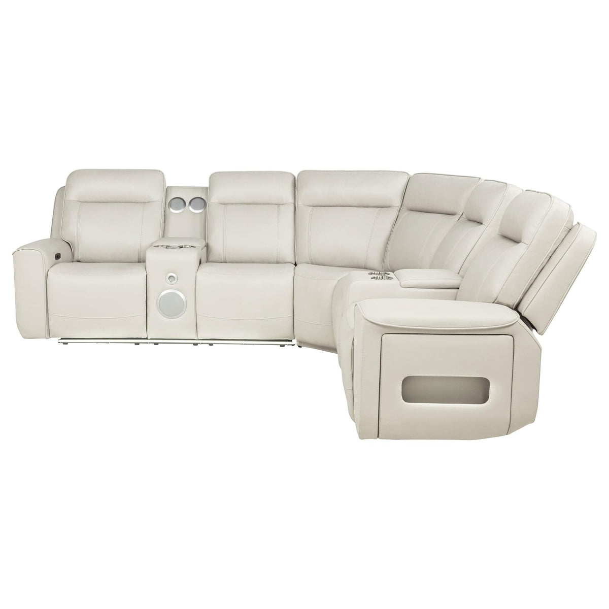 Rojas 3-Piece Dual Power L-Shaped Sectional Sofa with Bluetooth Greige — product image 4