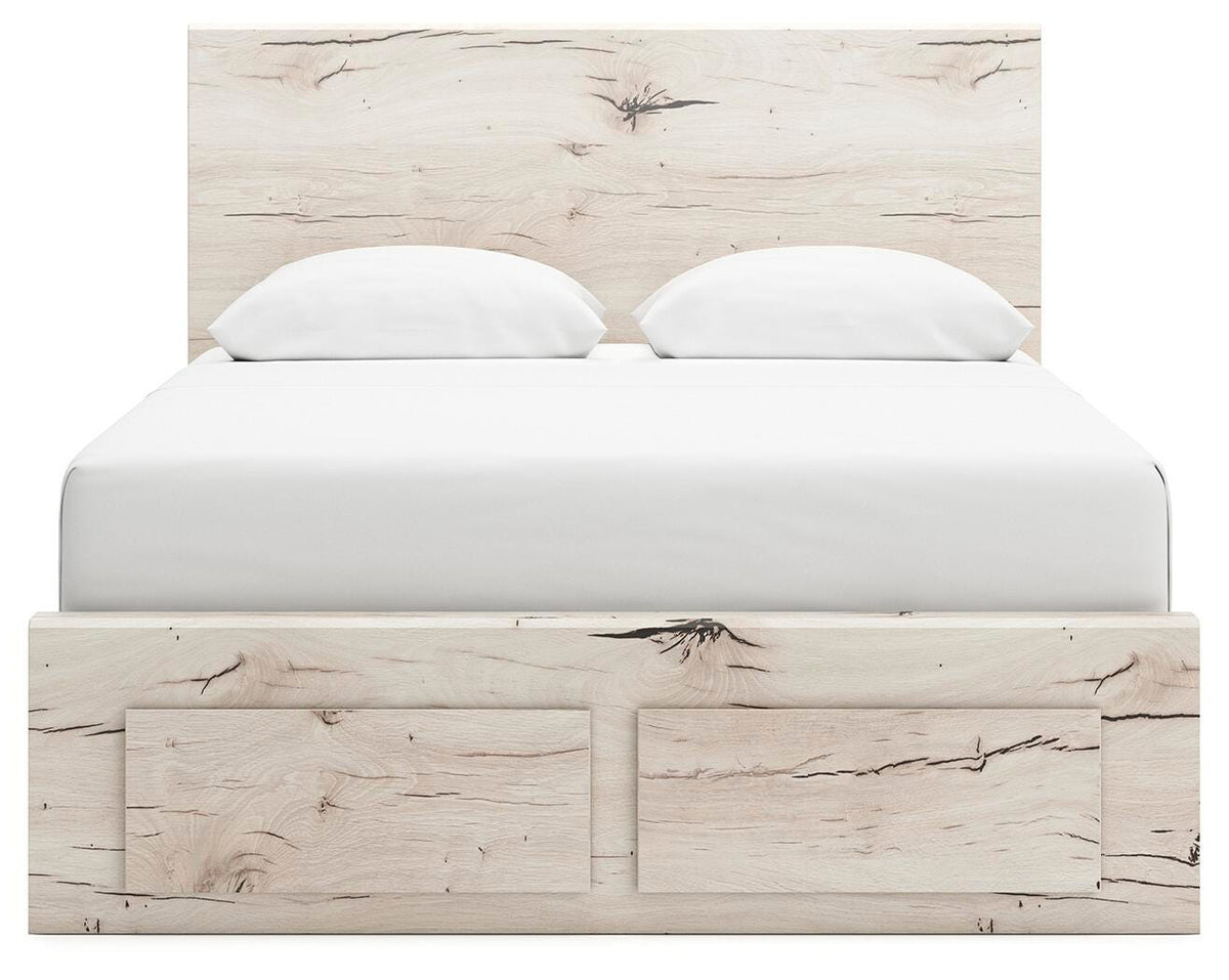Lawroy Light Natural Queen Panel Storage Bed — front view