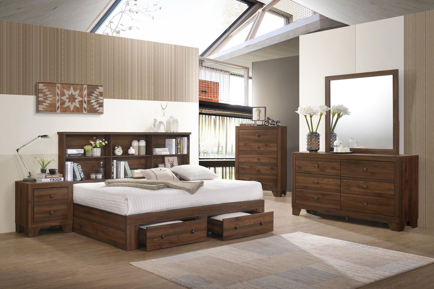 Millie Cherry Brown Classic Wood Full Panel Bed - Ella Furniture