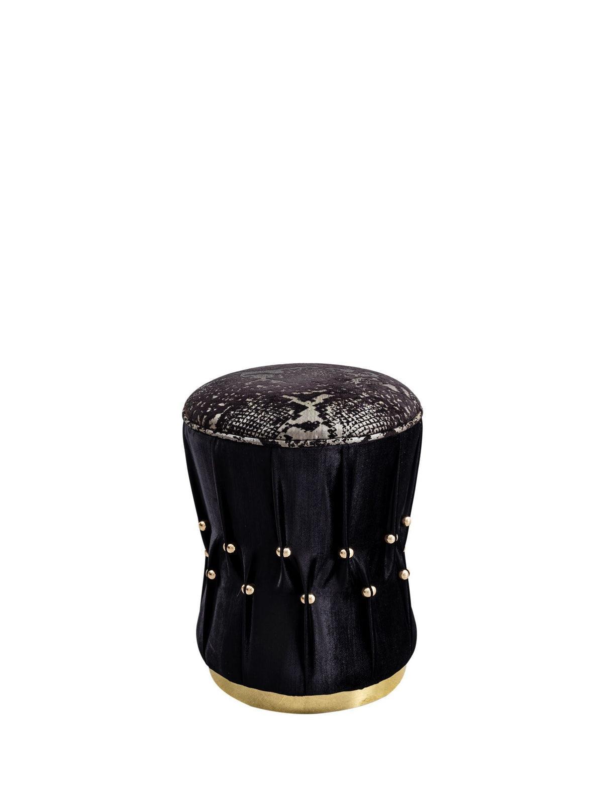 Lucy Black Velvet Stool - Ella Furniture