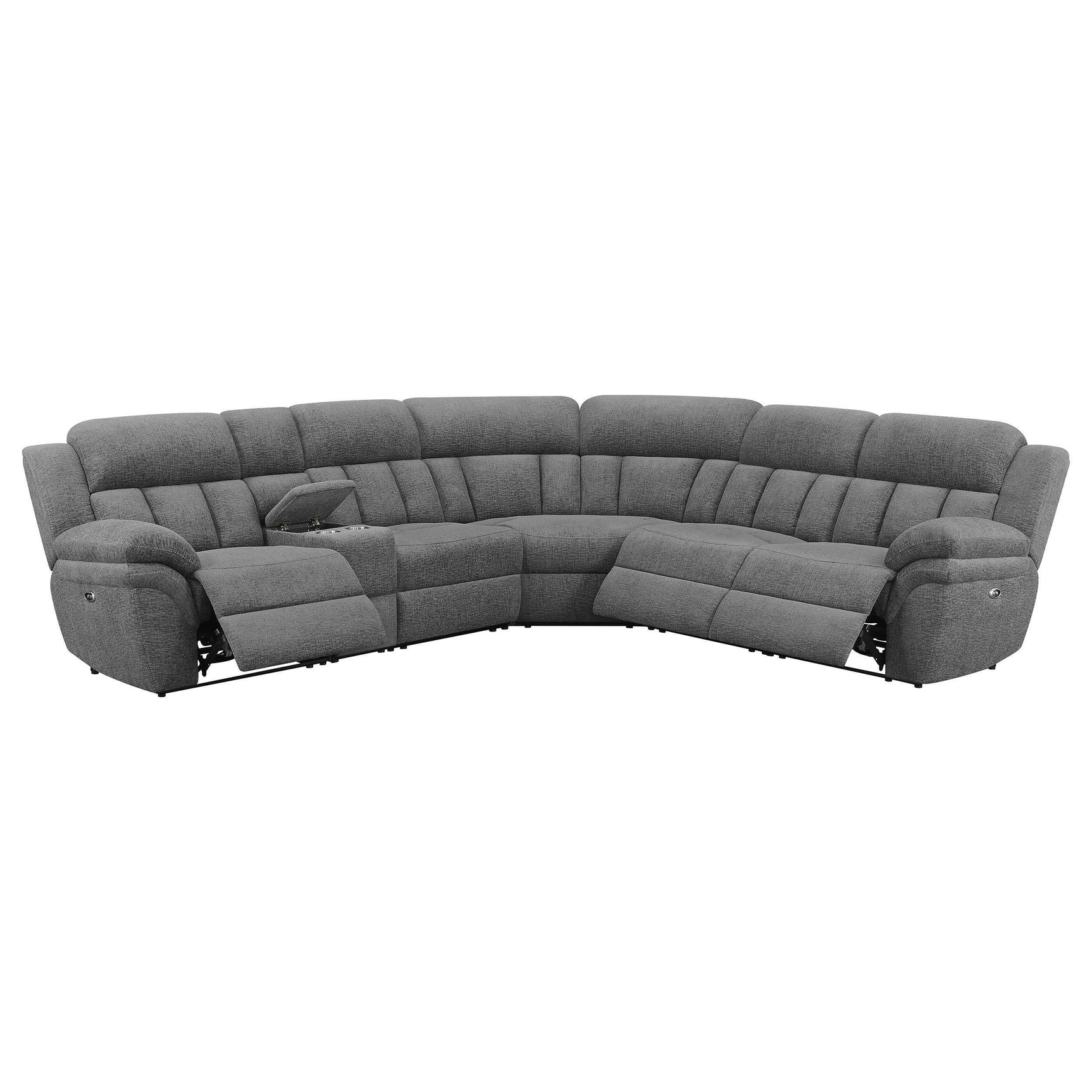 Bahrain 6-piece Modular Power Reclining Sectional Charcoal 609540P - Ella Furniture