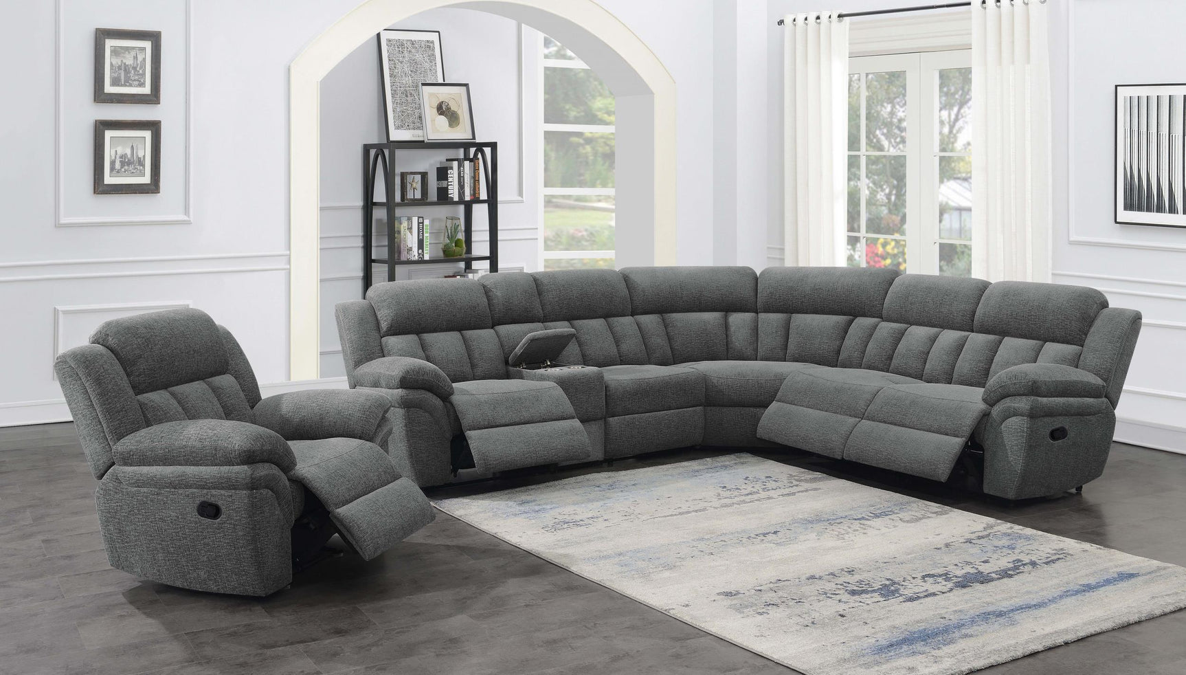 Bahrain 6-piece Modular Reclining Sectional Sofa Charcoal 609540 - Ella Furniture