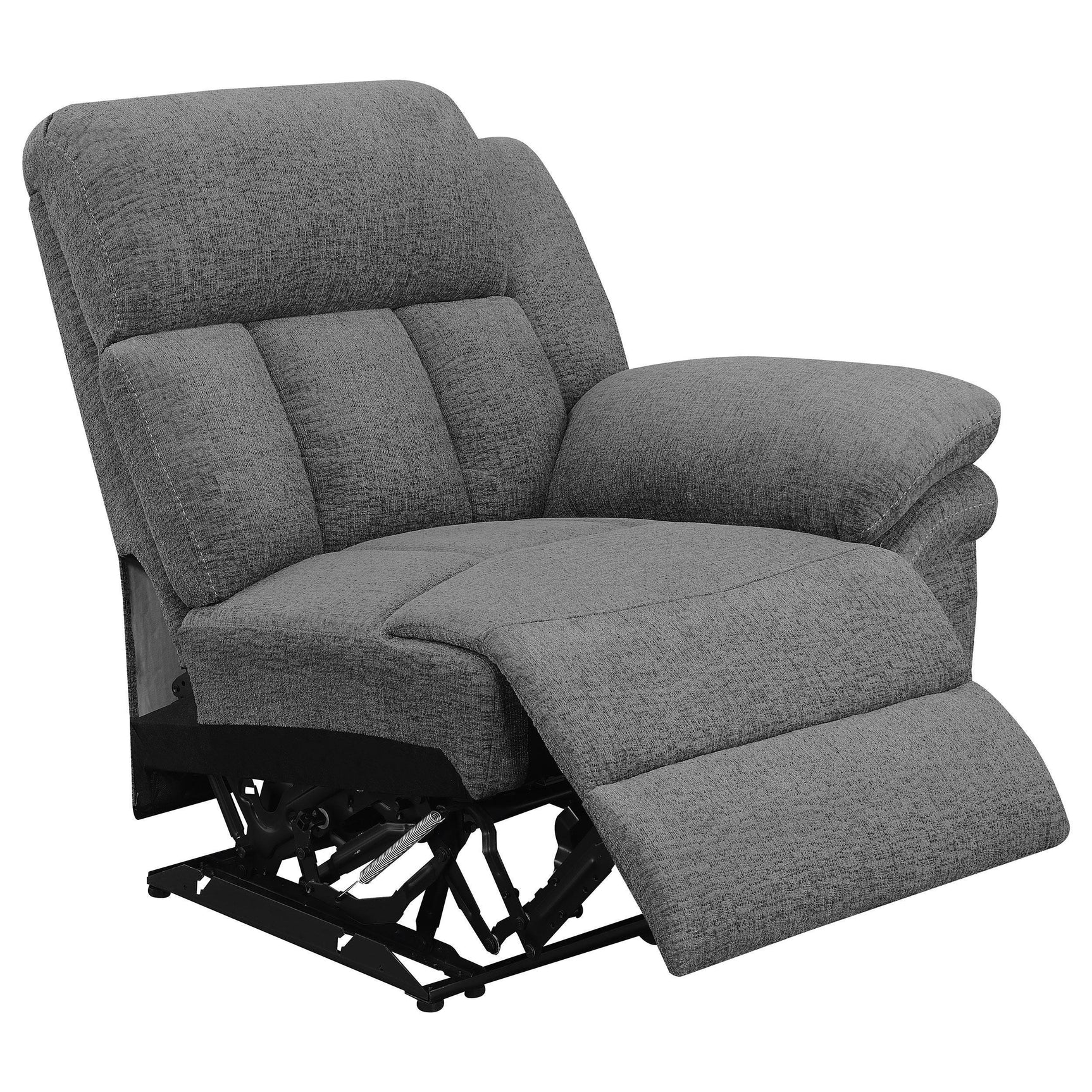 Bahrain Upholstered Motion Loveseat Charcoal 609542 - Ella Furniture