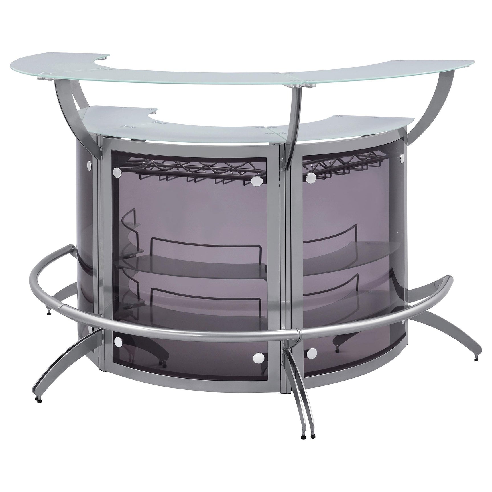 Bar Unit Smoked and Silver (Set of 3) - Ella Furniture