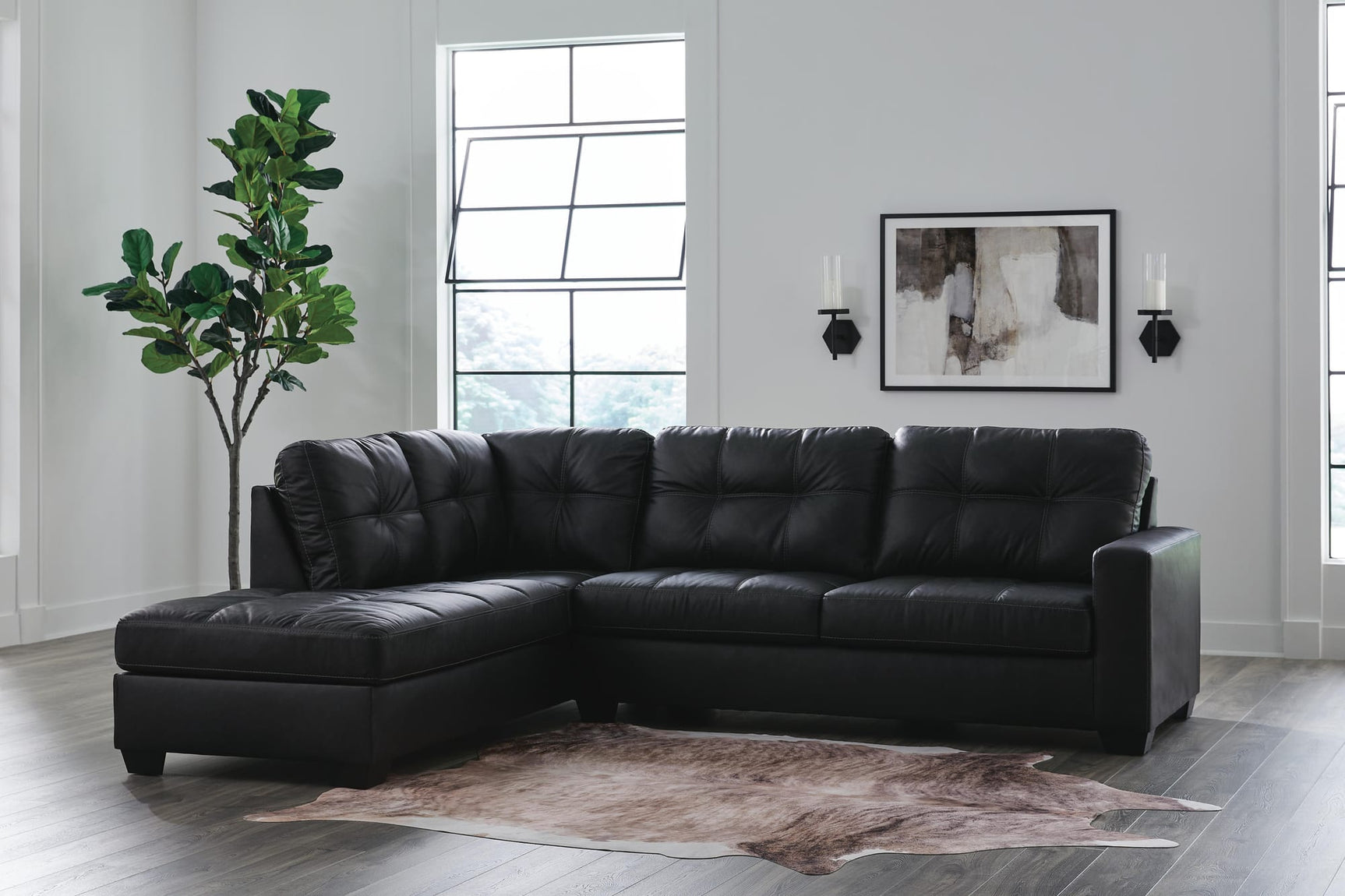Barlin Mills Carbon Faux Leather 2-Piece Sectional with Chaise from Ella Furniture