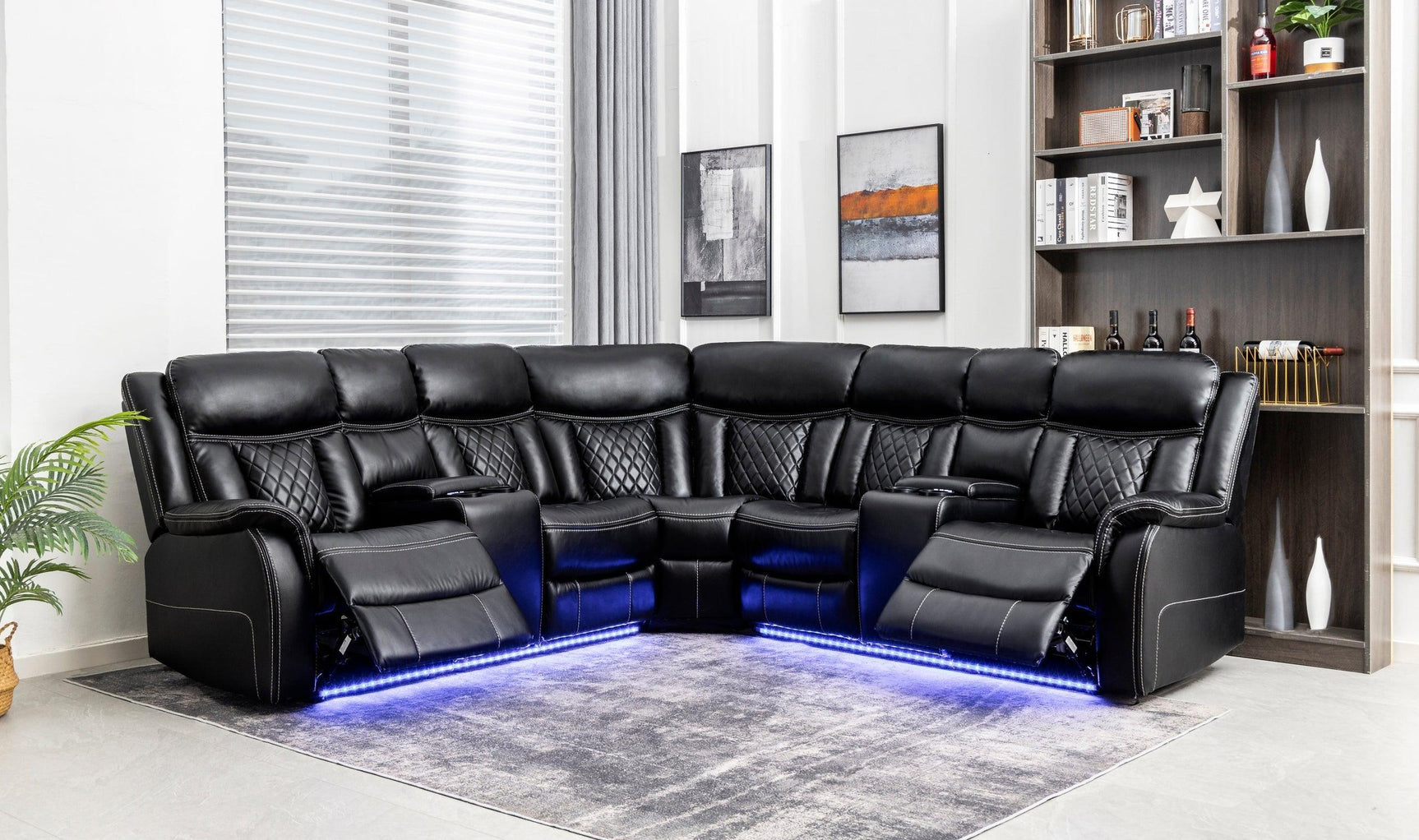 Batman Black Power Reclining Sectional - Ella Furniture
