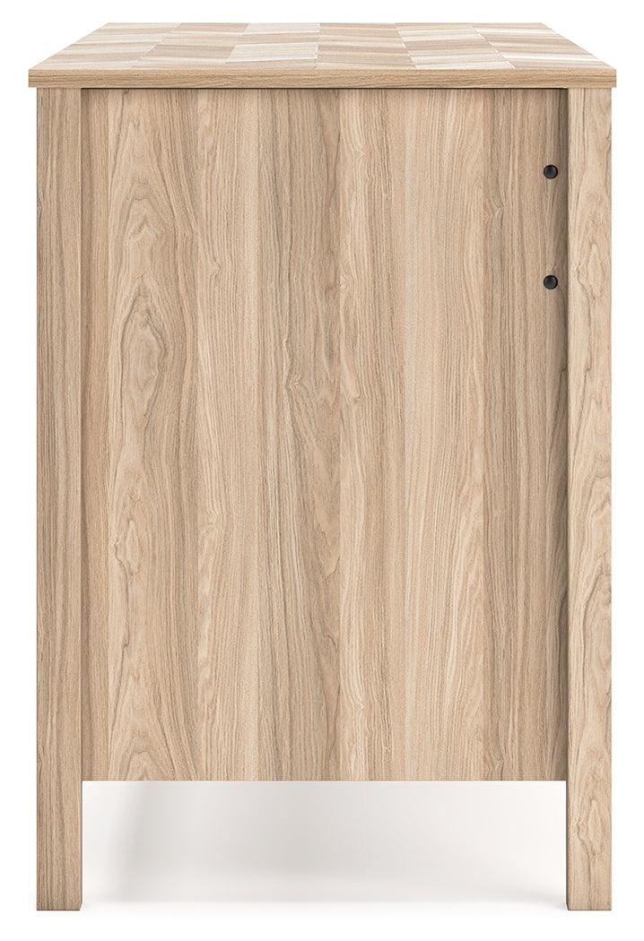 Battelle Tan 60" Home Office Desk - Ella Furniture