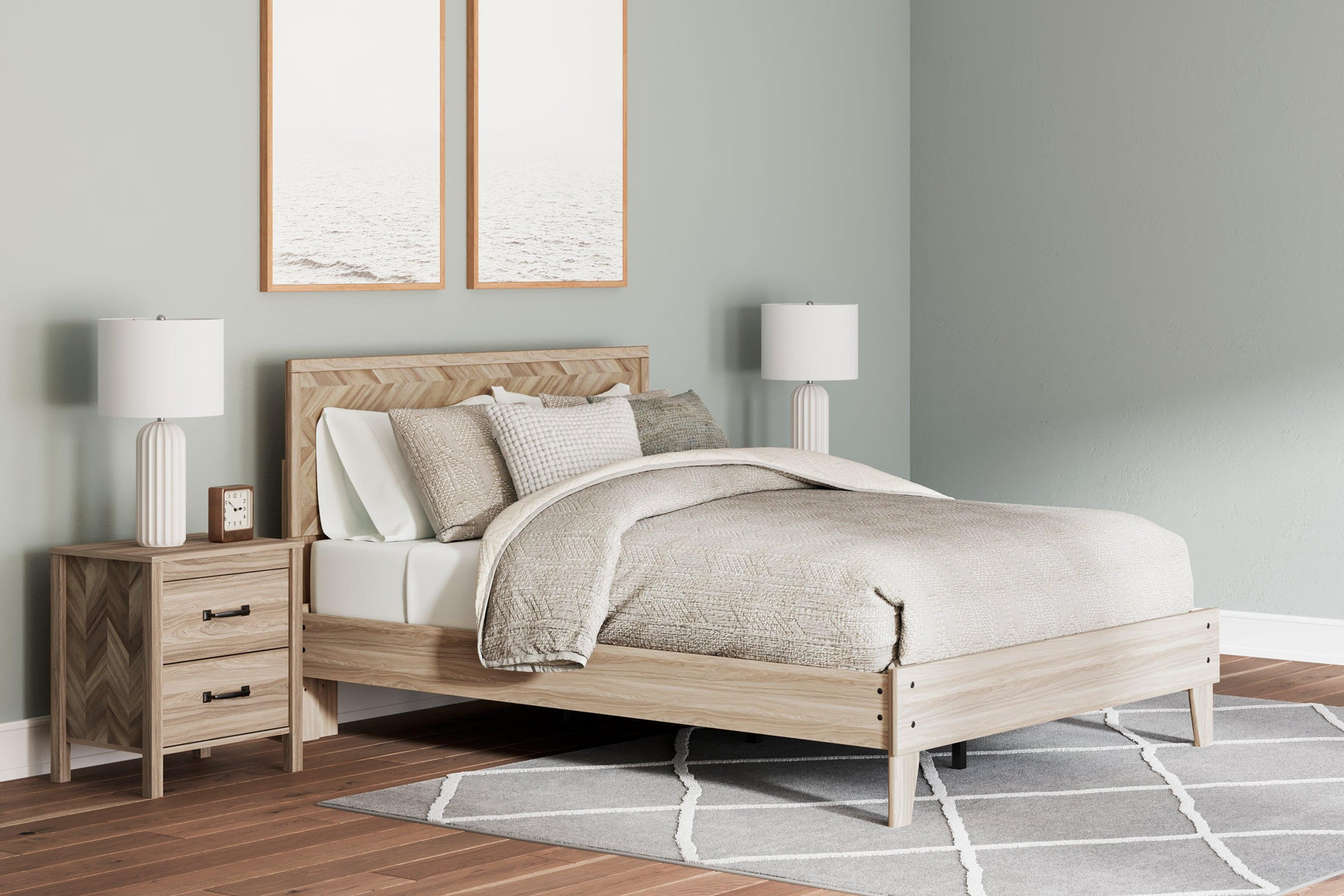 Battelle Tan Full Panel Platform Bed - Ella Furniture