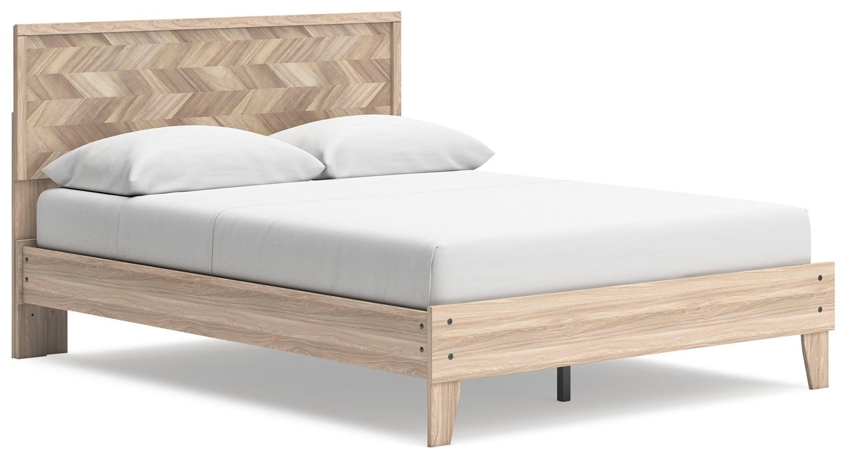 Battelle Tan Queen Panel Platform Bed - Ella Furniture