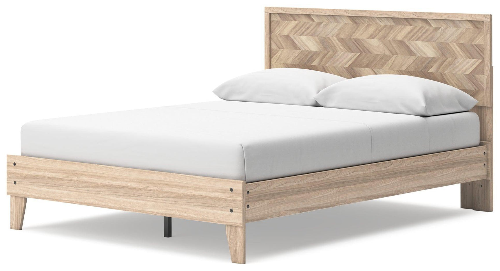 Battelle Tan Queen Panel Platform Bed - Ella Furniture