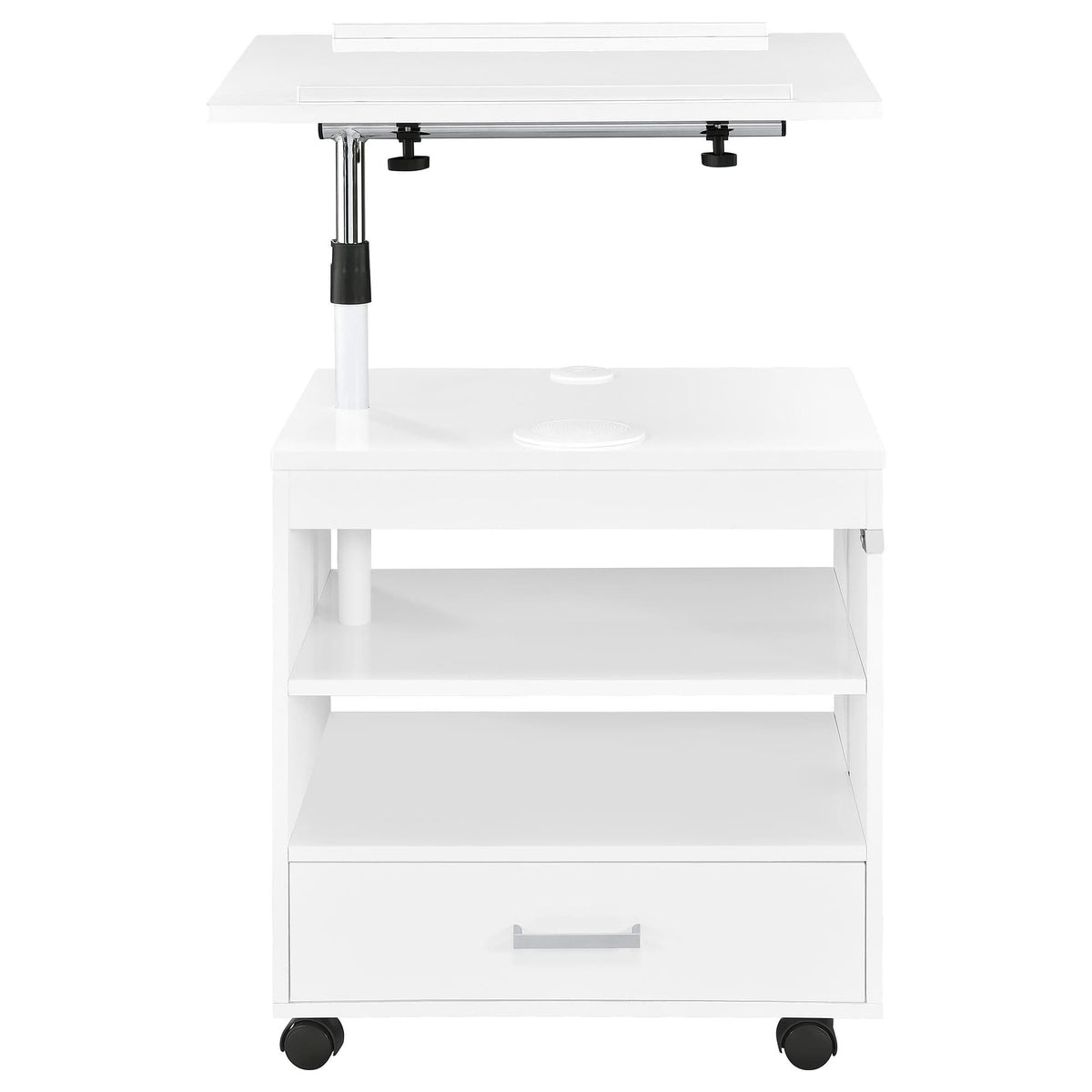 Lerma 1-Drawer Adjustable Tray Top Nightstand with Speaker White High Gloss — product image 9