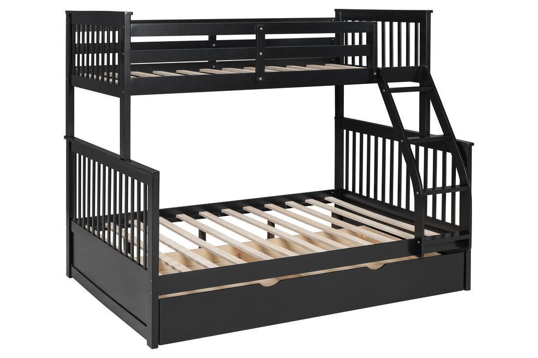 Black Twin Over Full Trundle Bunk Bed