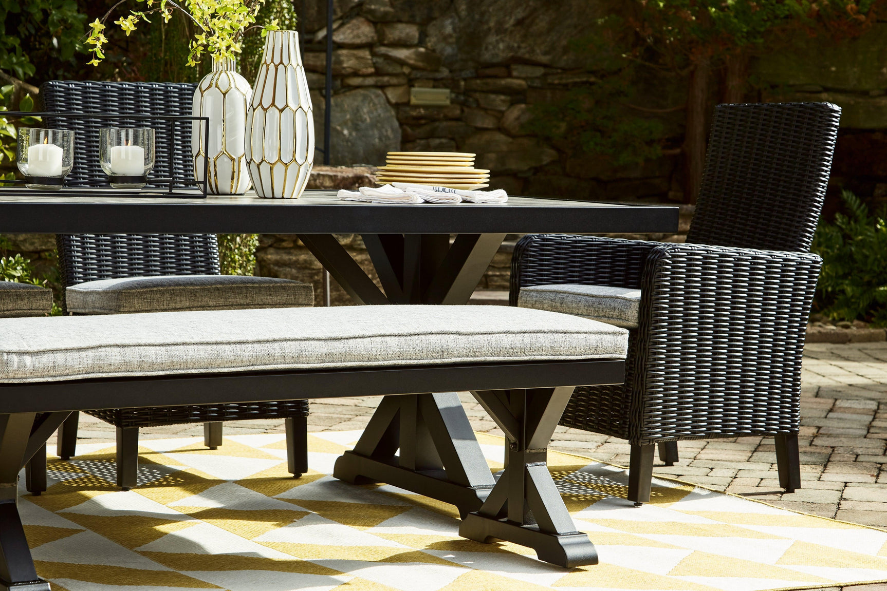 Beachcroft Black/light Gray Outdoor Dining Table - Ella Furniture