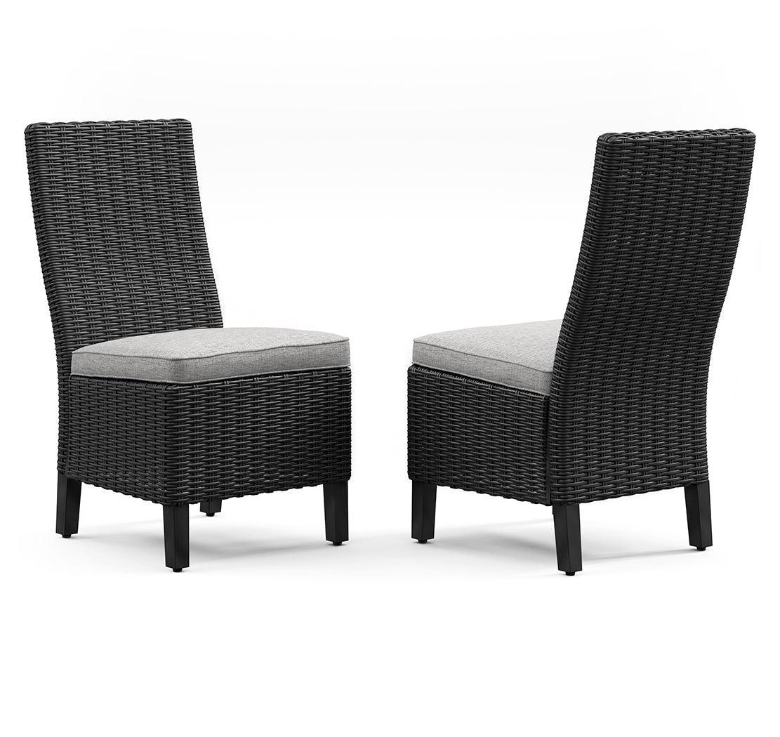 Beachcroft Black/light Gray Outdoor Side Chair With Cushion (Set Of 2) - Ella Furniture
