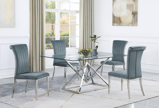 Beaufort Chrome Rectangular Dining Room Set - Ella Furniture