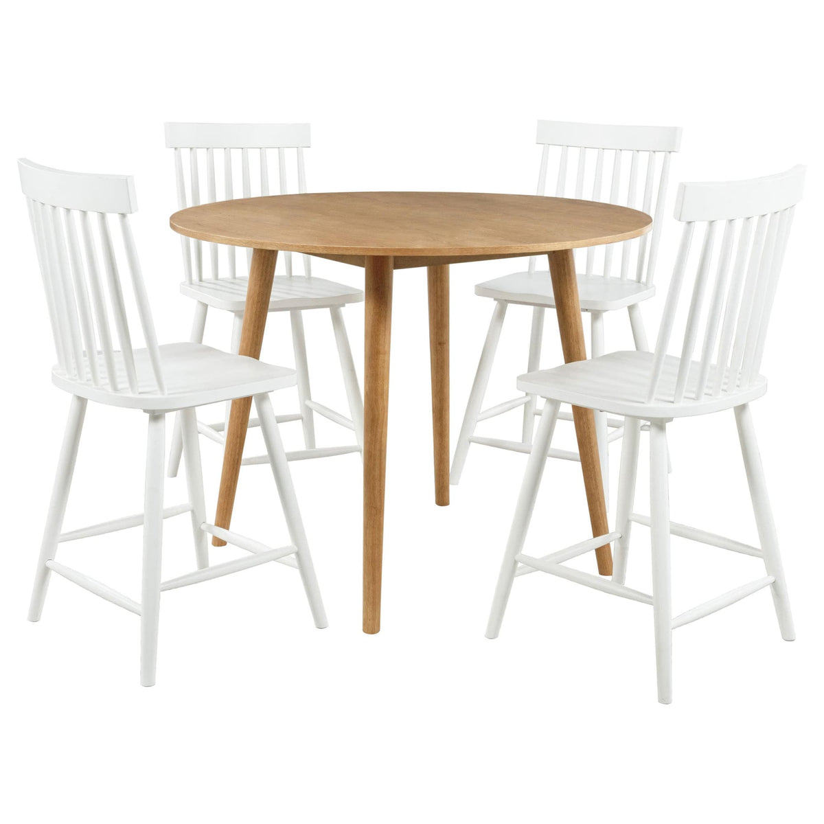 Andrews 5-Piece Round Counter Dining Set in Light Ash and White — product image 2