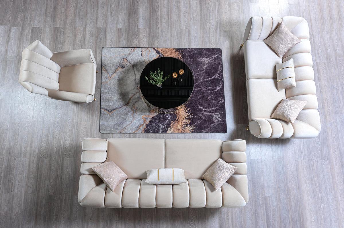 Bianka Ivory Velvet Sofa & Loveseat - Ella Furniture