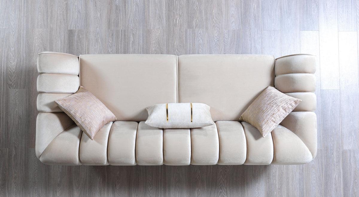 Bianka Ivory Velvet Sofa & Loveseat - Ella Furniture