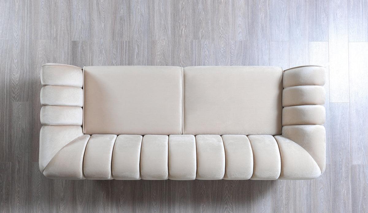 Bianka Ivory Velvet Sofa & Loveseat - Ella Furniture
