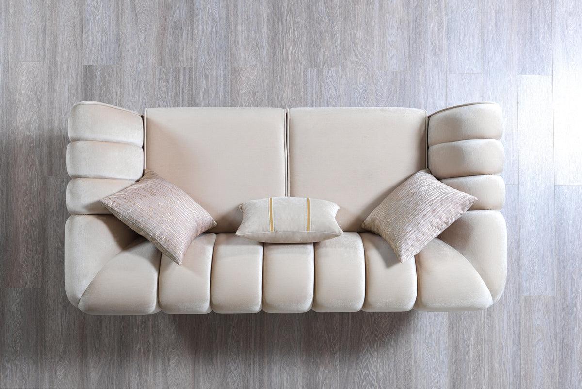 Bianka Ivory Velvet Sofa & Loveseat - Ella Furniture