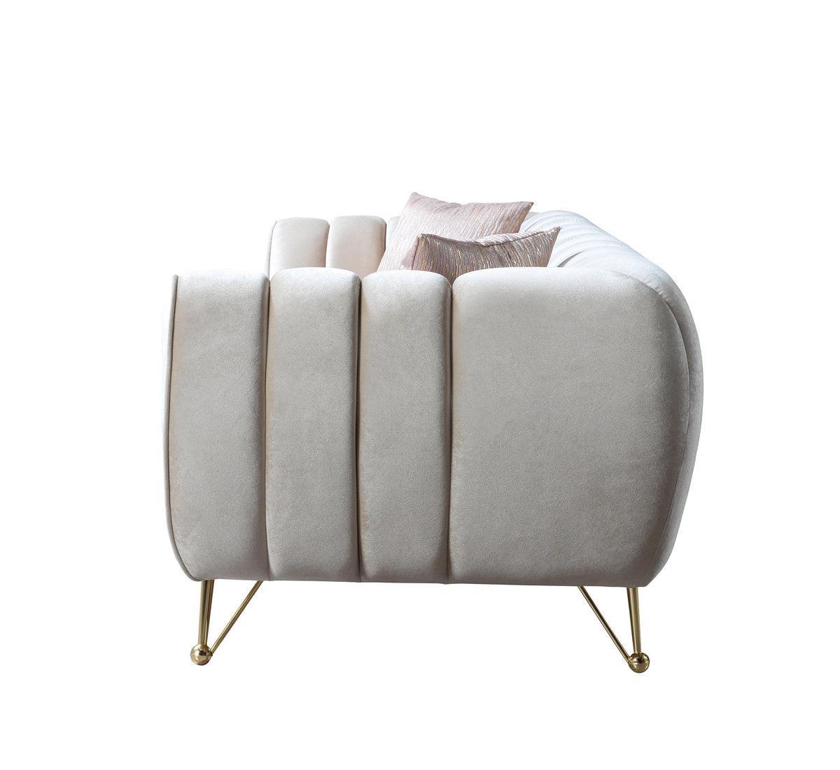 Bianka Ivory Velvet Sofa & Loveseat - Ella Furniture