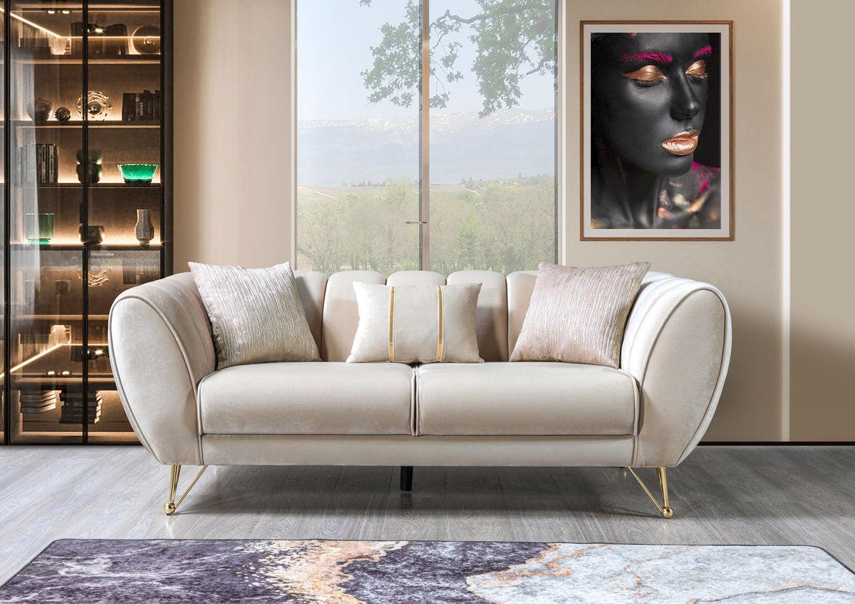 Bianka Ivory Velvet Sofa & Loveseat - Ella Furniture