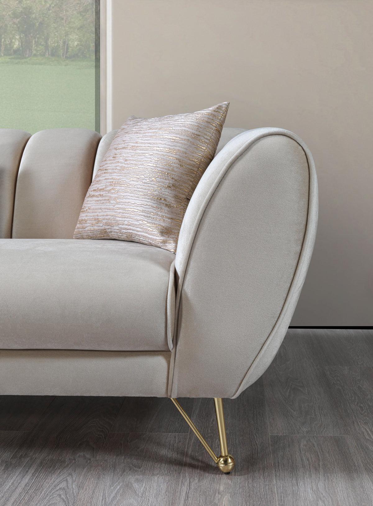 Bianka Ivory Velvet Sofa & Loveseat - Ella Furniture