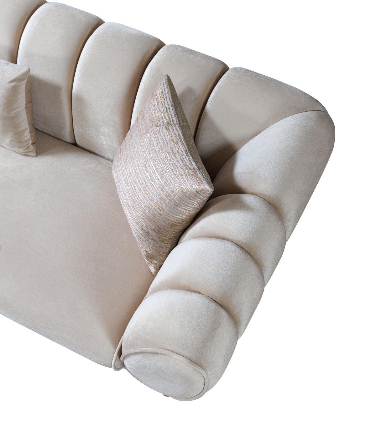 Bianka Ivory Velvet Sofa & Loveseat - Ella Furniture