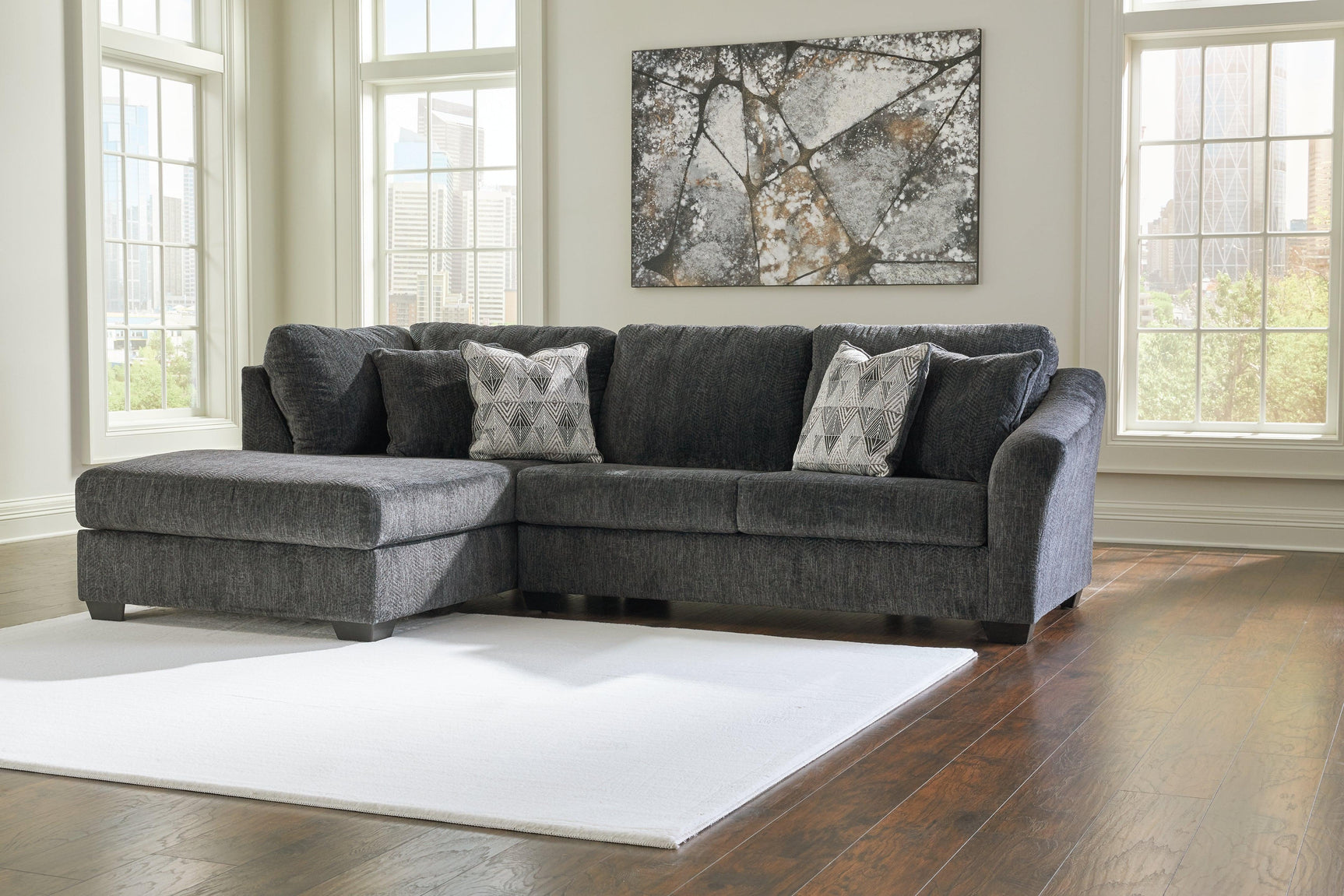 Biddeford Shadow 2-Piece Sectional With Ottoman - Ella Furniture