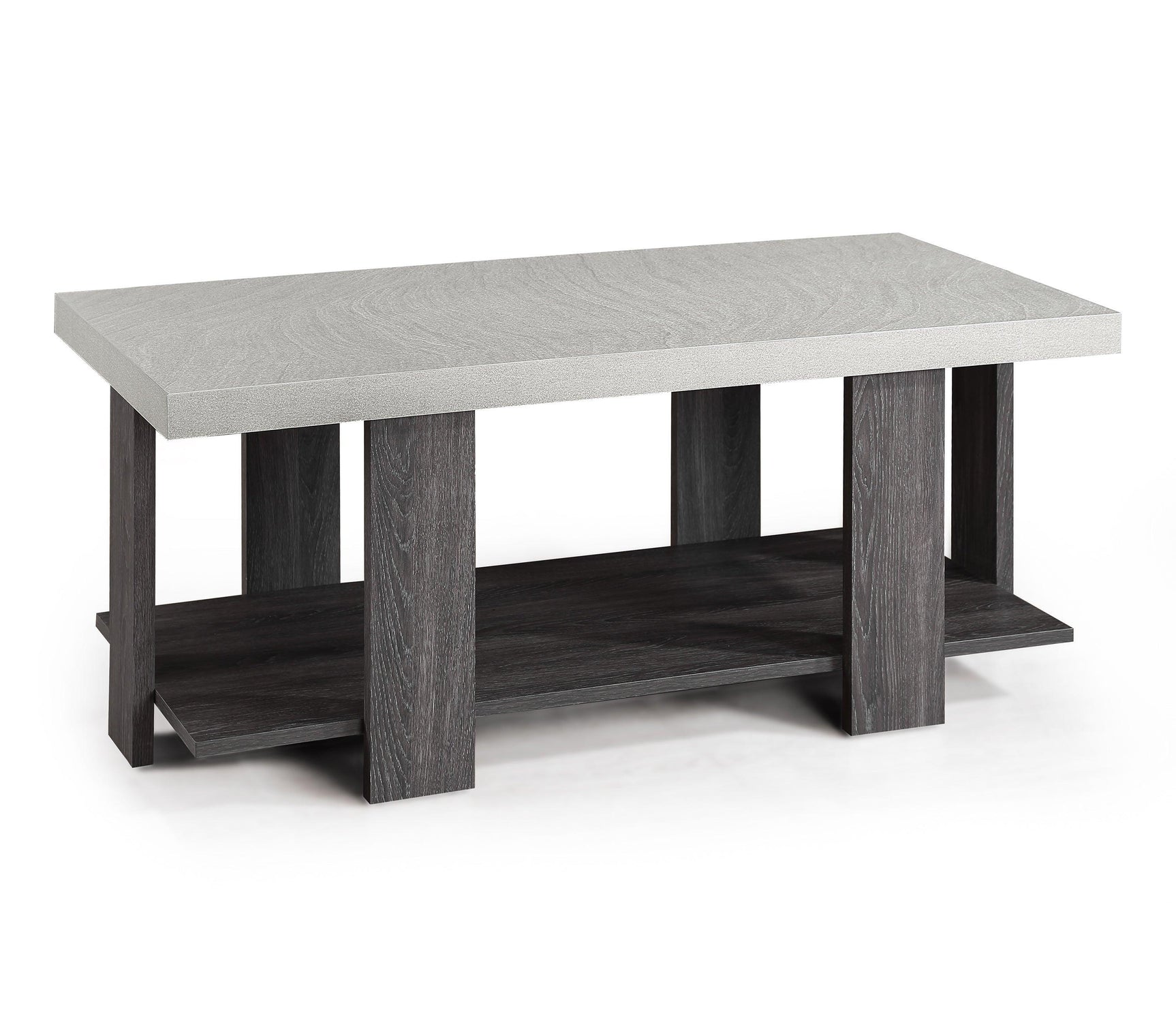 Boris White/Gray Modern Contemporary Solid Wood And Veneers Cocktail Coffee Table - Ella Furniture