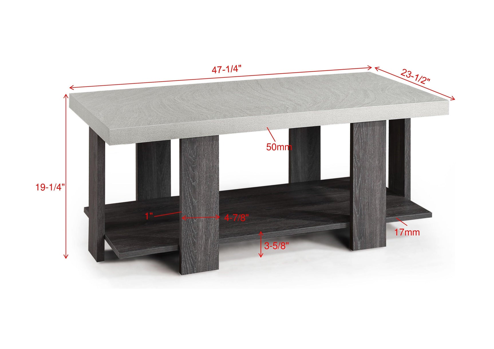Boris White/Gray Modern Contemporary Solid Wood And Veneers Cocktail Coffee Table - Ella Furniture