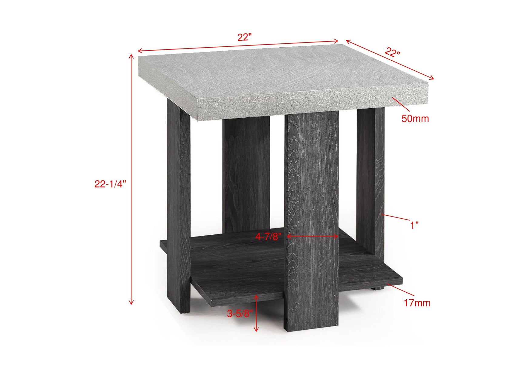 Boris White/Gray Modern Contemporary Solid Wood And Veneers Cocktail Coffee Table - Ella Furniture