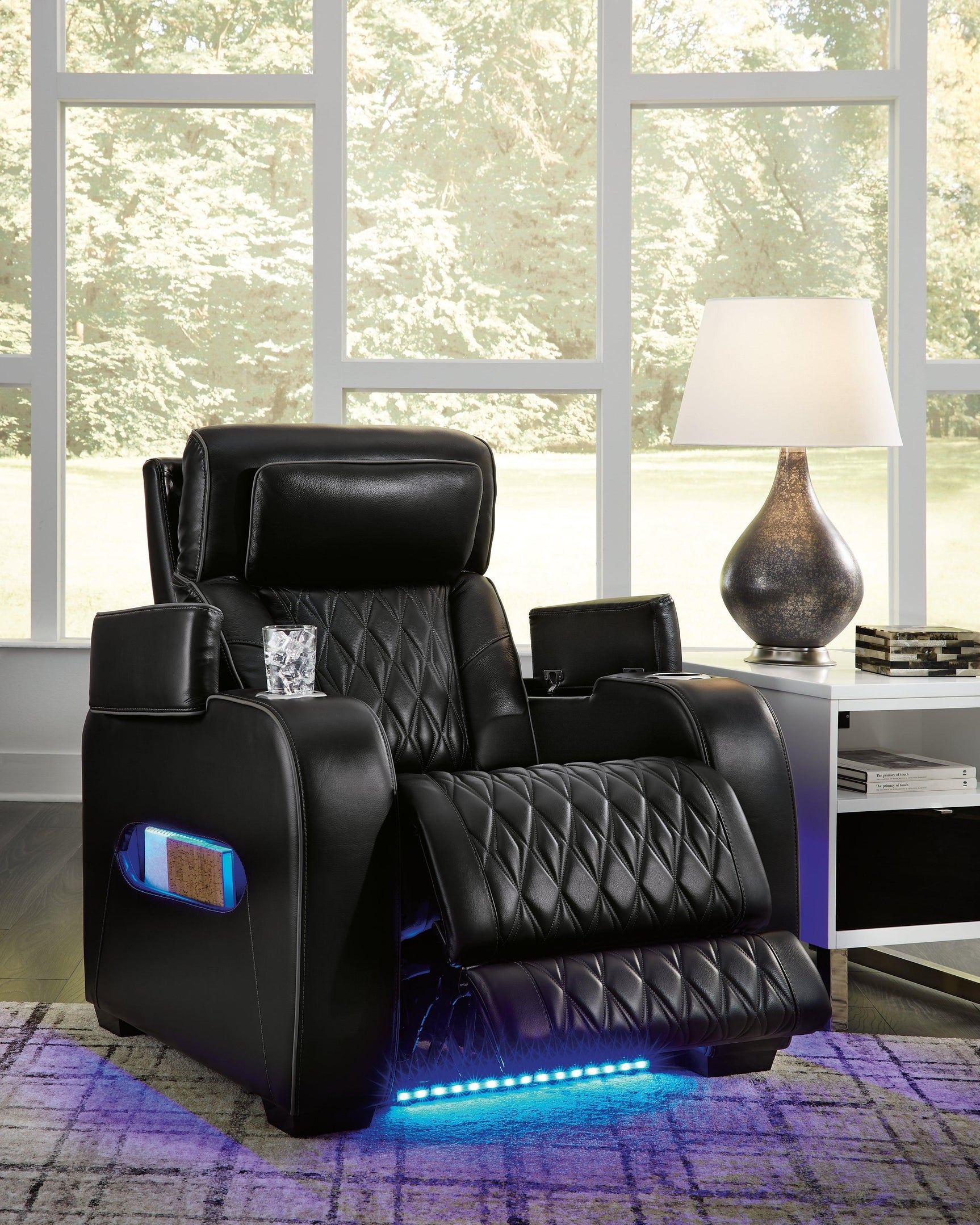 Boyington Black Leather Power Recliner - Ella Furniture