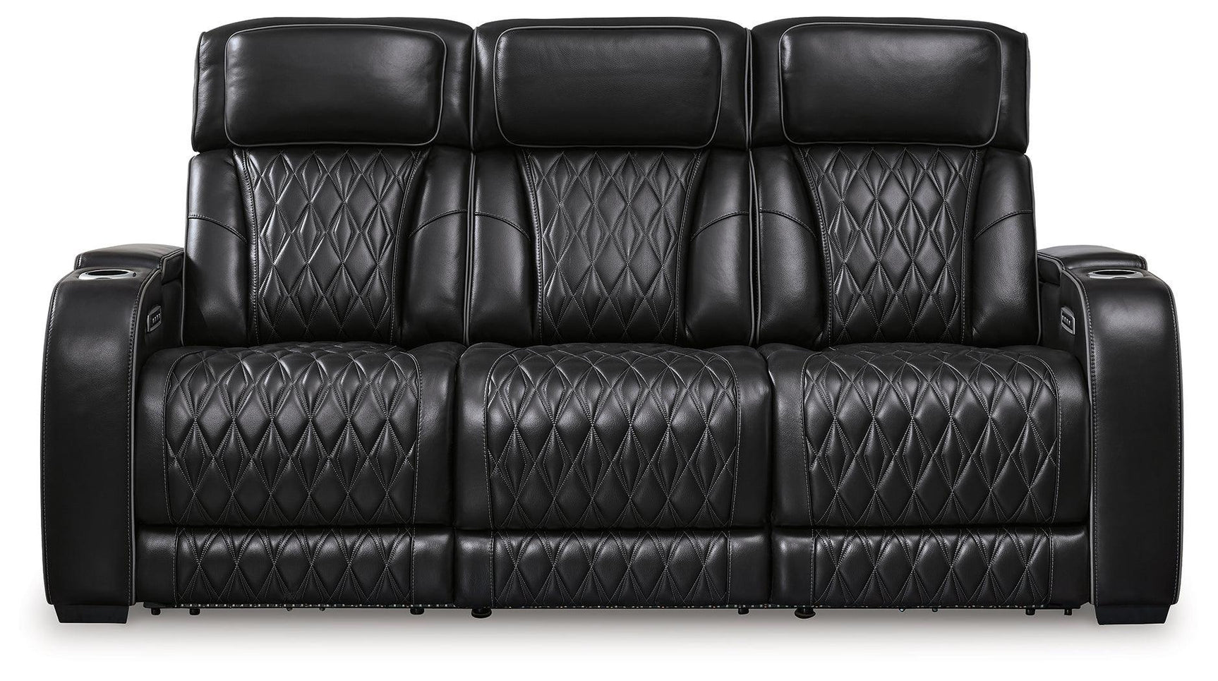Boyington Black Leather Power Reclining Sofa - Ella Furniture